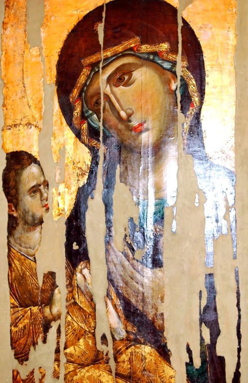 Virgen Odigitria. Icono. Bizancio, 1260. Monasterio serbio de Hilandar en el Monte Athos.