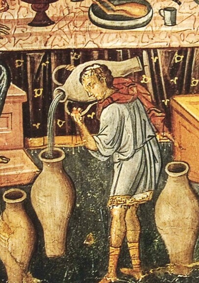 60.3.Boda de Cana detalle de aguador del fresco Monasterio de San Nicolas Anapausas Meteora Grecia 1527 