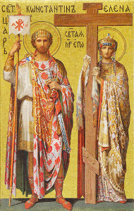 Constantino y Elena con la santa cruz