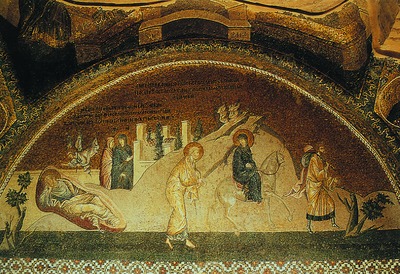 2.01.El sueño de Jose y la huida a Egipto Mosaico del exonarthex del templo del monasterio de Khor(Kahriye jami) sigloXIV