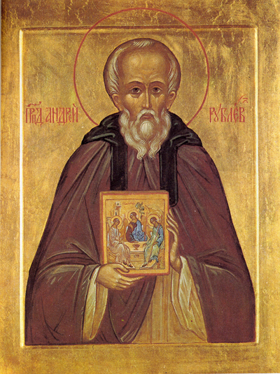 Rublev con el icono La Trinidad