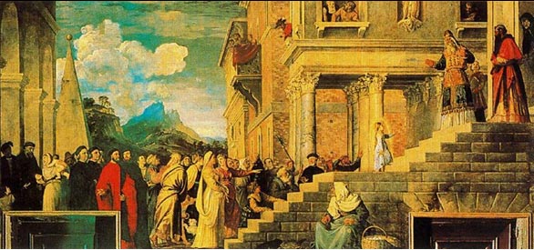 Presentación niña María al Templo, Tiziano